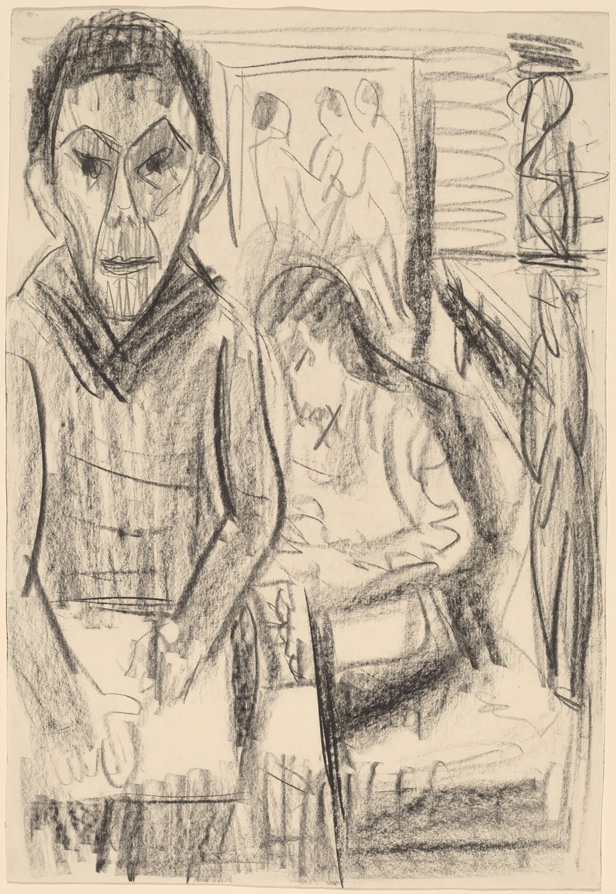 Selbstporträt im Studio von Ernst Ludwig Kirchner