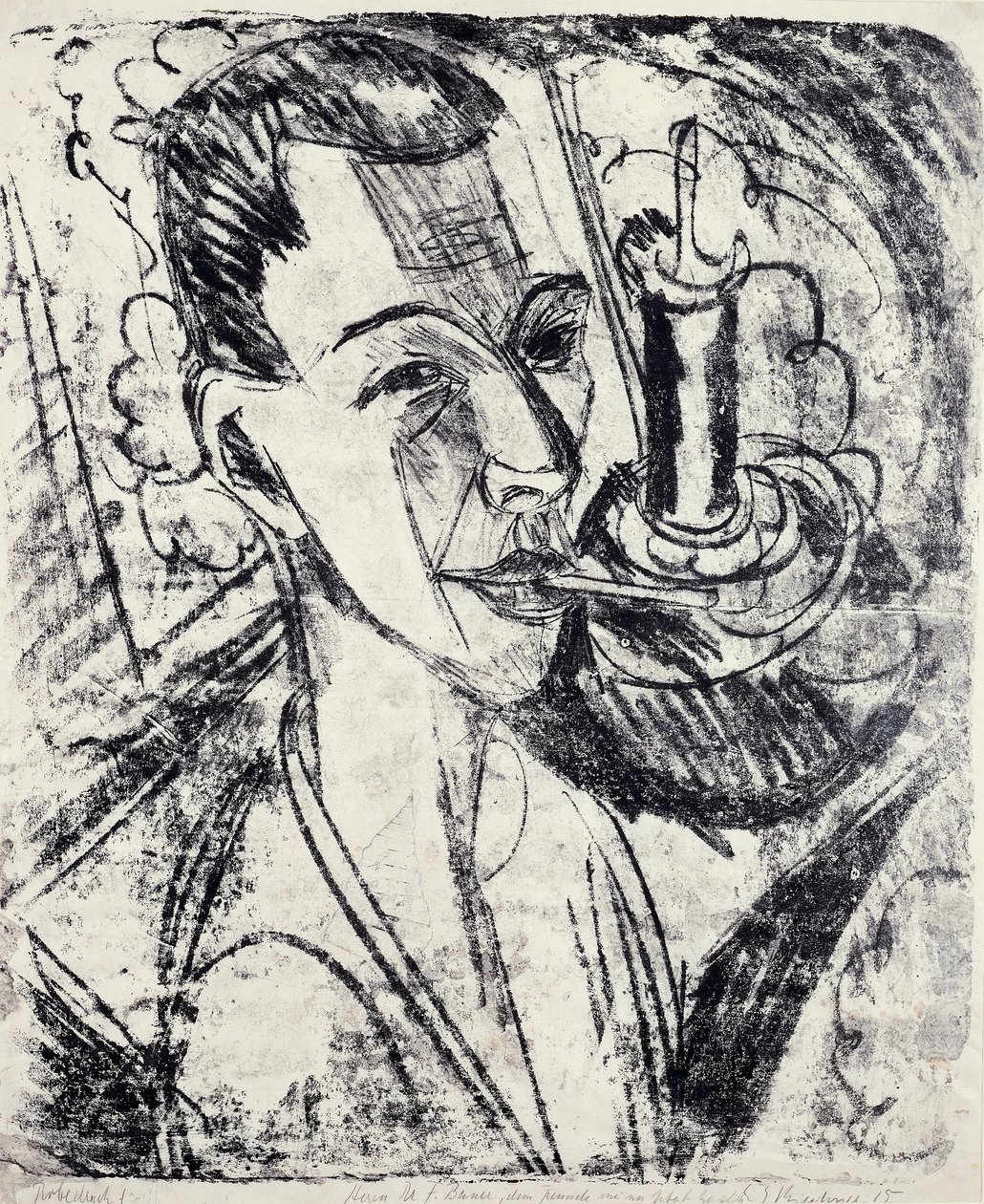 Selbstporträt mit Zigarette von Ernst Ludwig Kirchner