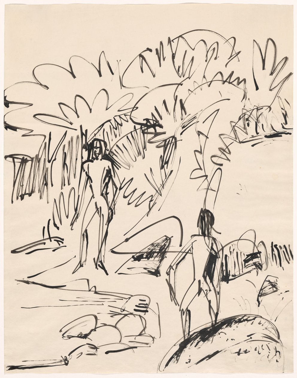 Zwei Badende an der Fehmarnküste von Ernst Ludwig Kirchner