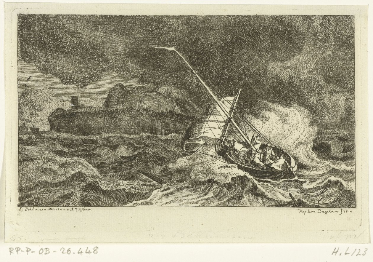 Segelboot auf stürmischer See von Ernst Willem Jan Bagelaar