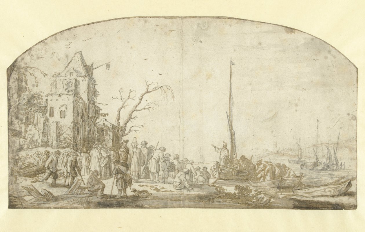Christus predigt von einem Boot aus von Esaias van de Velde