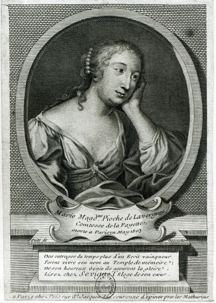 Medaillonporträt von Madame de La Fayette, französische Schriftstellerin von Etienne Jehandier Desrochers