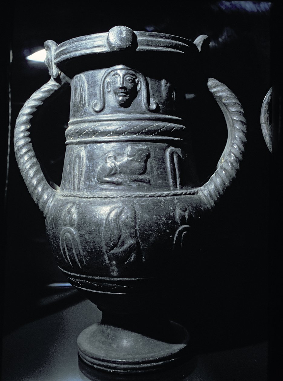 Schwarzfigurige Vase, etruskisch, 6. Jahrhundert v. Chr. (Bucchero-Keramik) von Etruscan