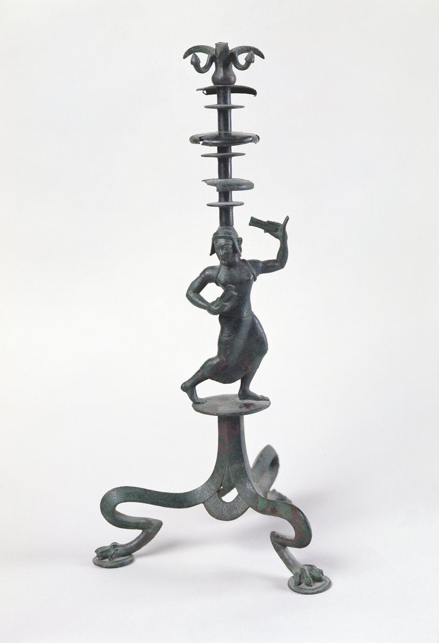 Kandelaber mit einer Tänzerin mit Kastagnetten von Etruscan