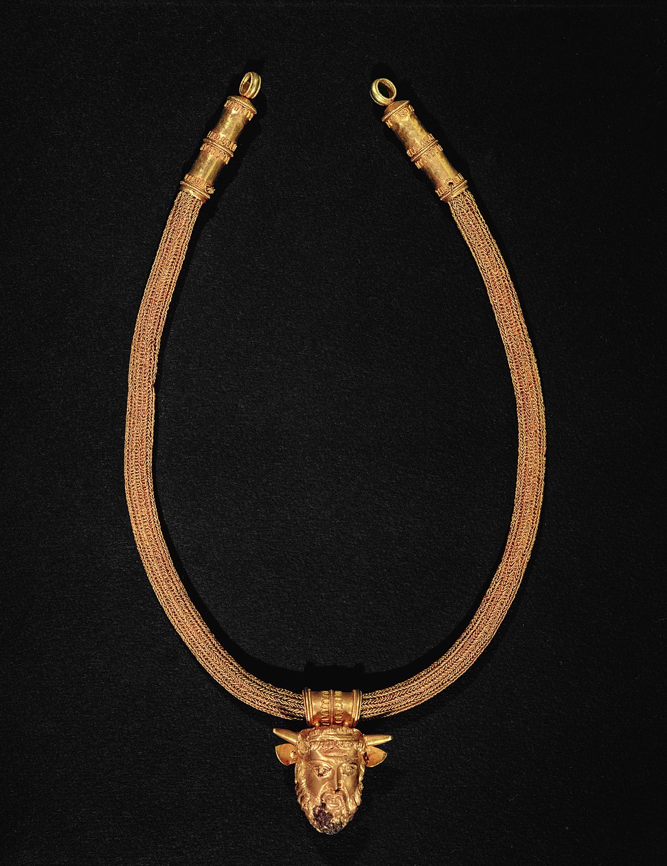 Halskette mit einem menschlichen Kopfanhänger (Gold) von Etruscan