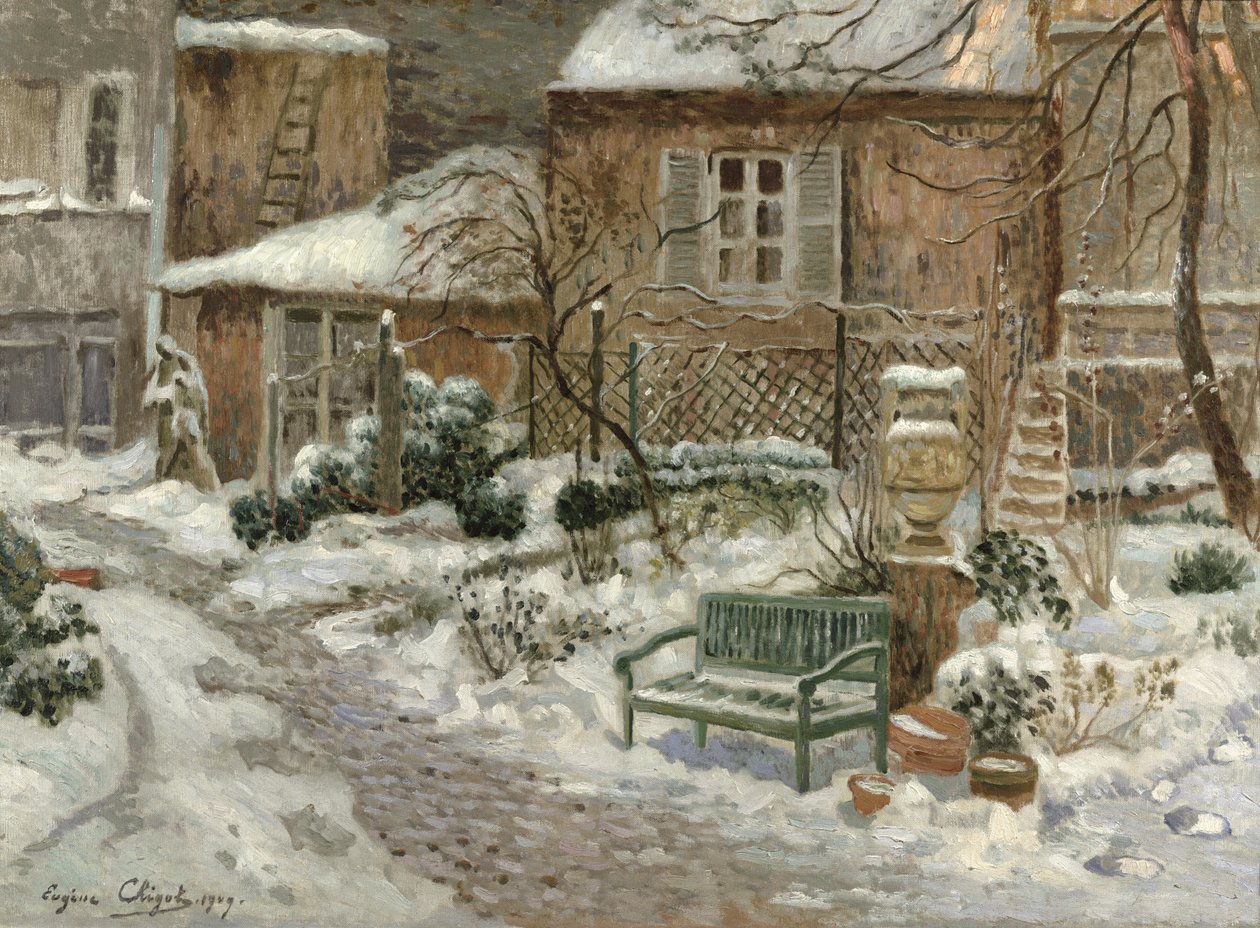 Der Garten im Schnee, 1909 von Eugene Chigot