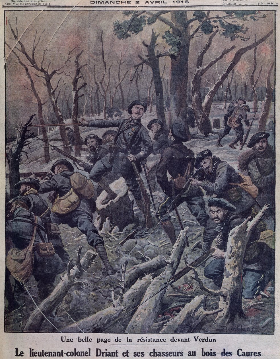Oberstleutnant Driant und seine Jägerbataillone verteidigen den Bois des Caures, Verdun, Titelbildillustration aus 