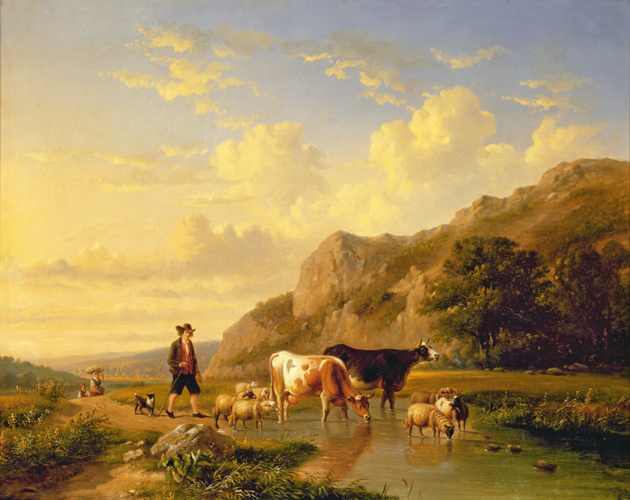 Ein Schäfer mit Tieren von Eugene Joseph Verboeckhoven
