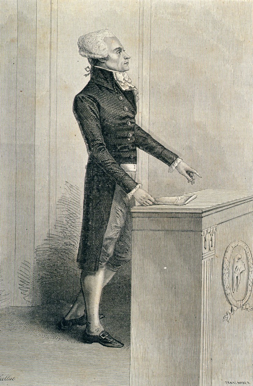 Maximilien de Robespierre (1758-94) beim Reden, graviert von Stephane Pannemaker (1847-1930) von Eugene Joseph Viollat