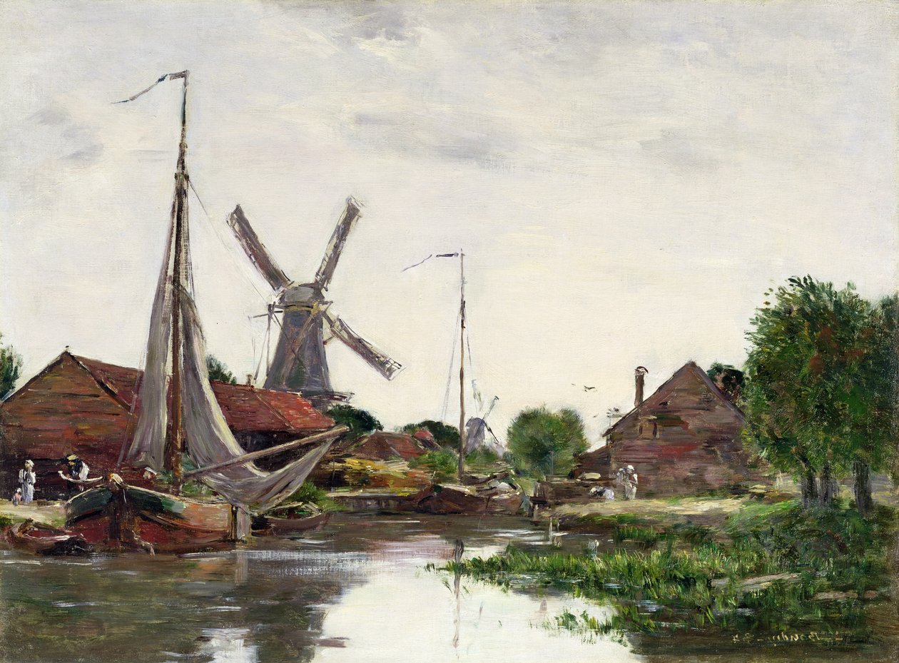 Dordrecht, Windmühle an der Maas, 1884 von Eugene Louis Boudin