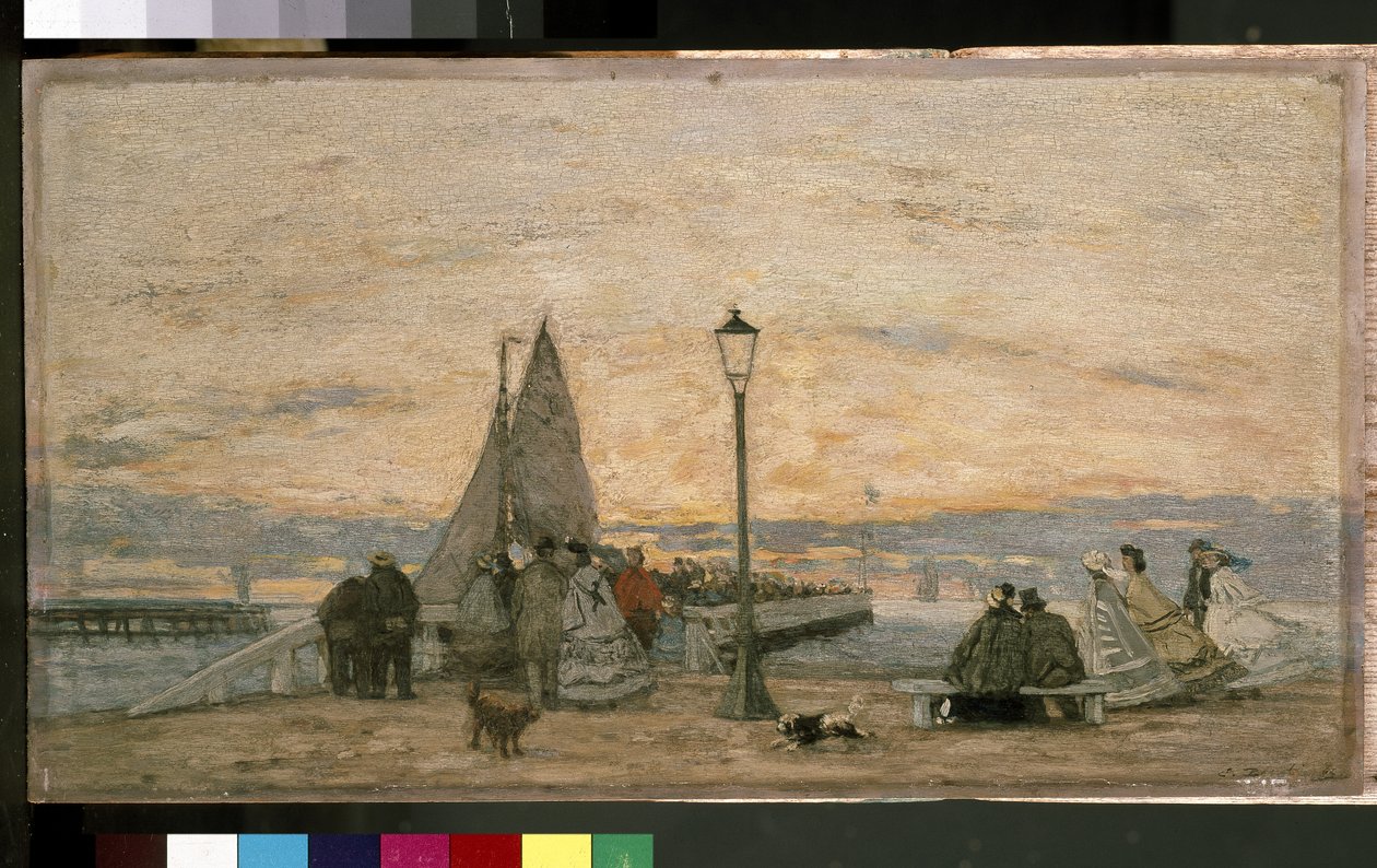 Der Steg in Trouville: Sonnenuntergang, 1864 von Eugene Louis Boudin