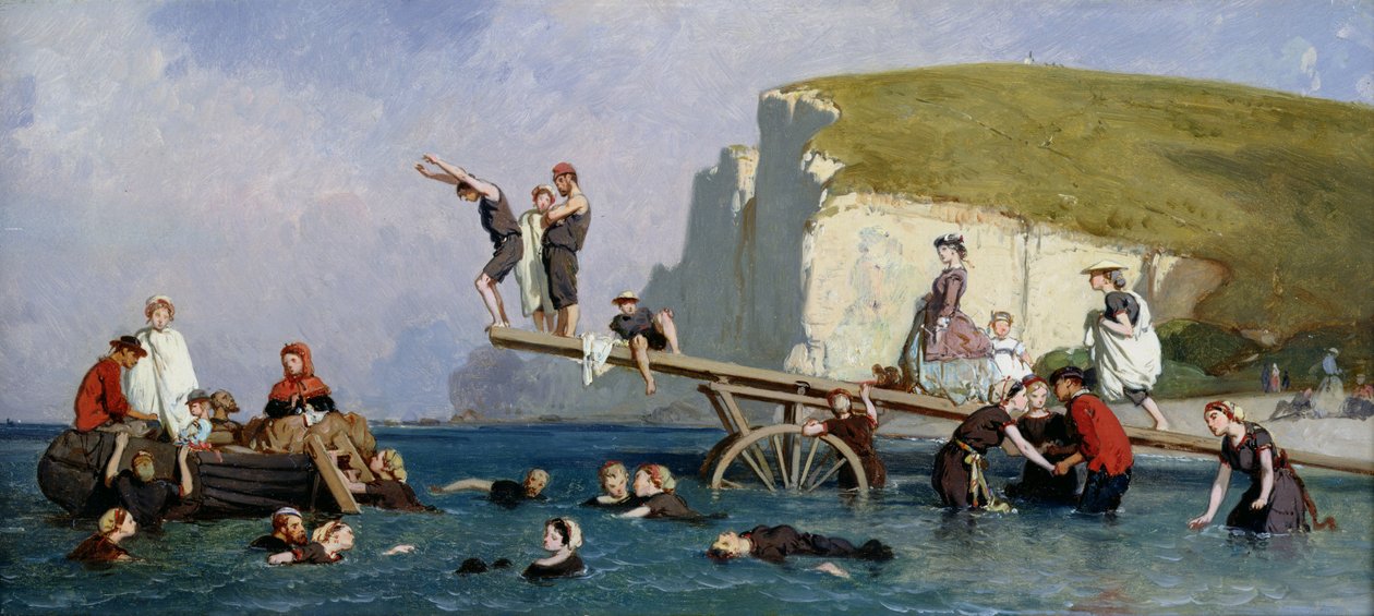 Baden in Etretat von Eugene Modeste Edmond Lepoittevin