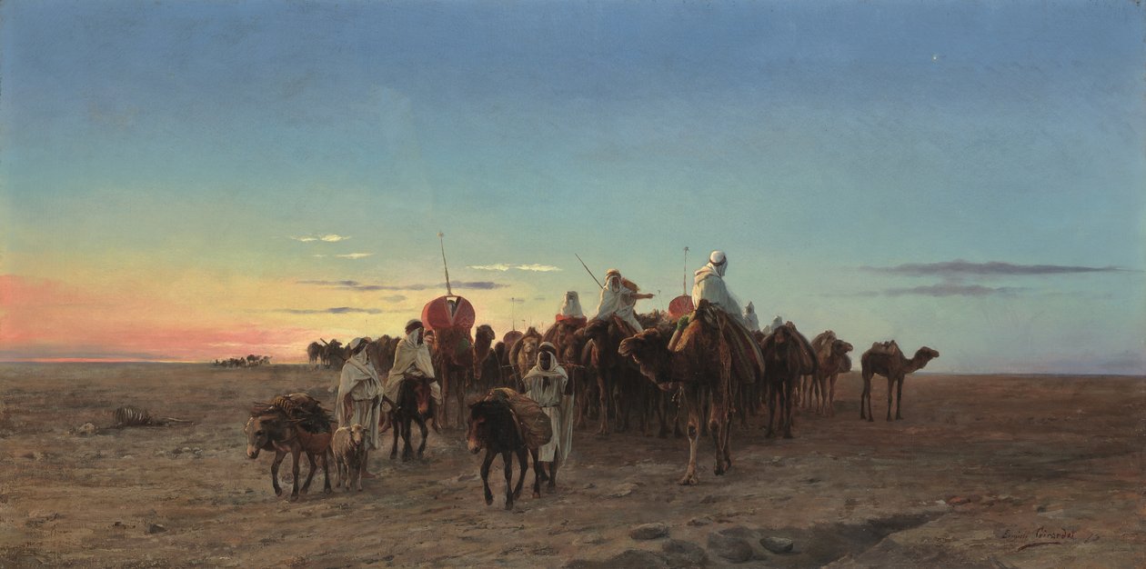 Die Karawane in der Dämmerung von Eugene Alexis Girardet