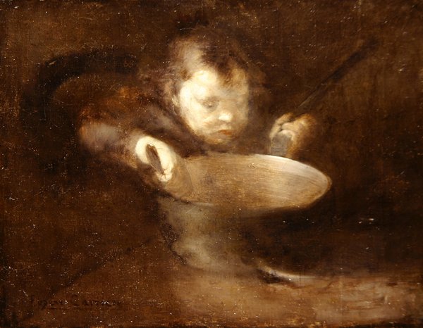 Kind am Kochtopf von Eugène Carrière