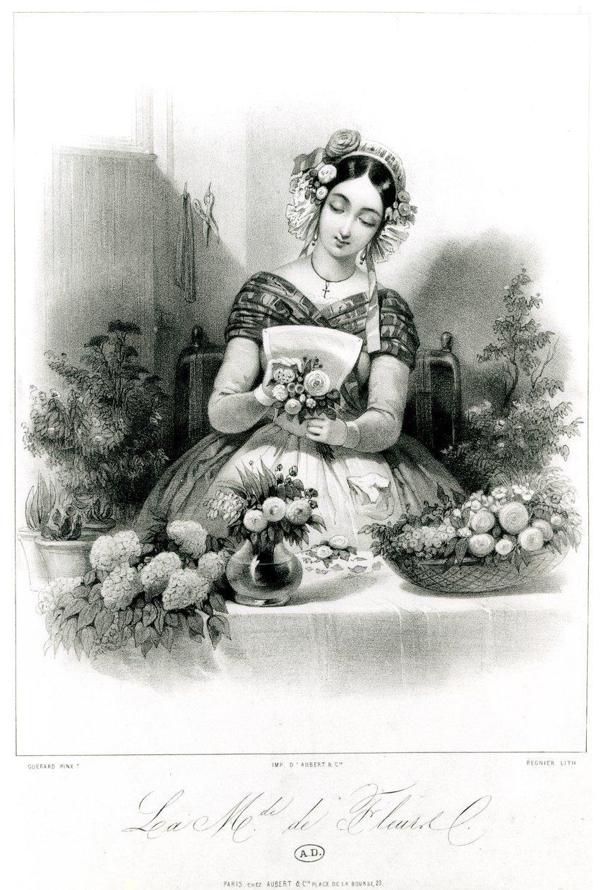 Die Blumenverkäuferin, ca. 1840 von Eugene Charles Francois Guerard