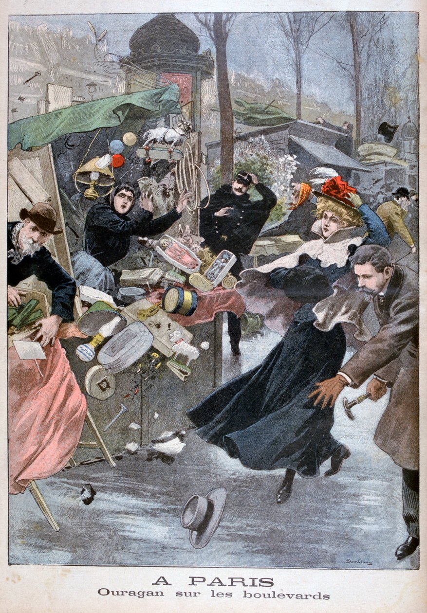 Hurrikan auf den Boulevards, Paris, 1900 von Eugene Damblans