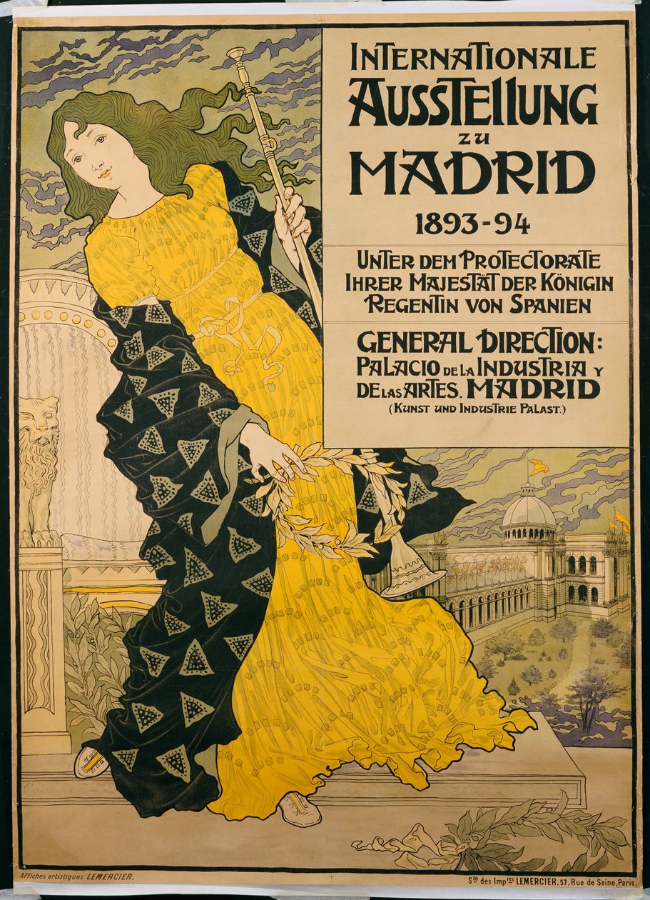 Plakat zur Werbung für „Internationale Ausstellung in Madrid“, 1893 von Eugene Grasset