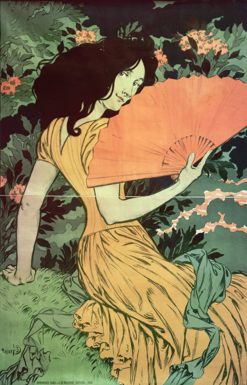 Frau mit einem Fächer, 1900 von Eugene Grasset