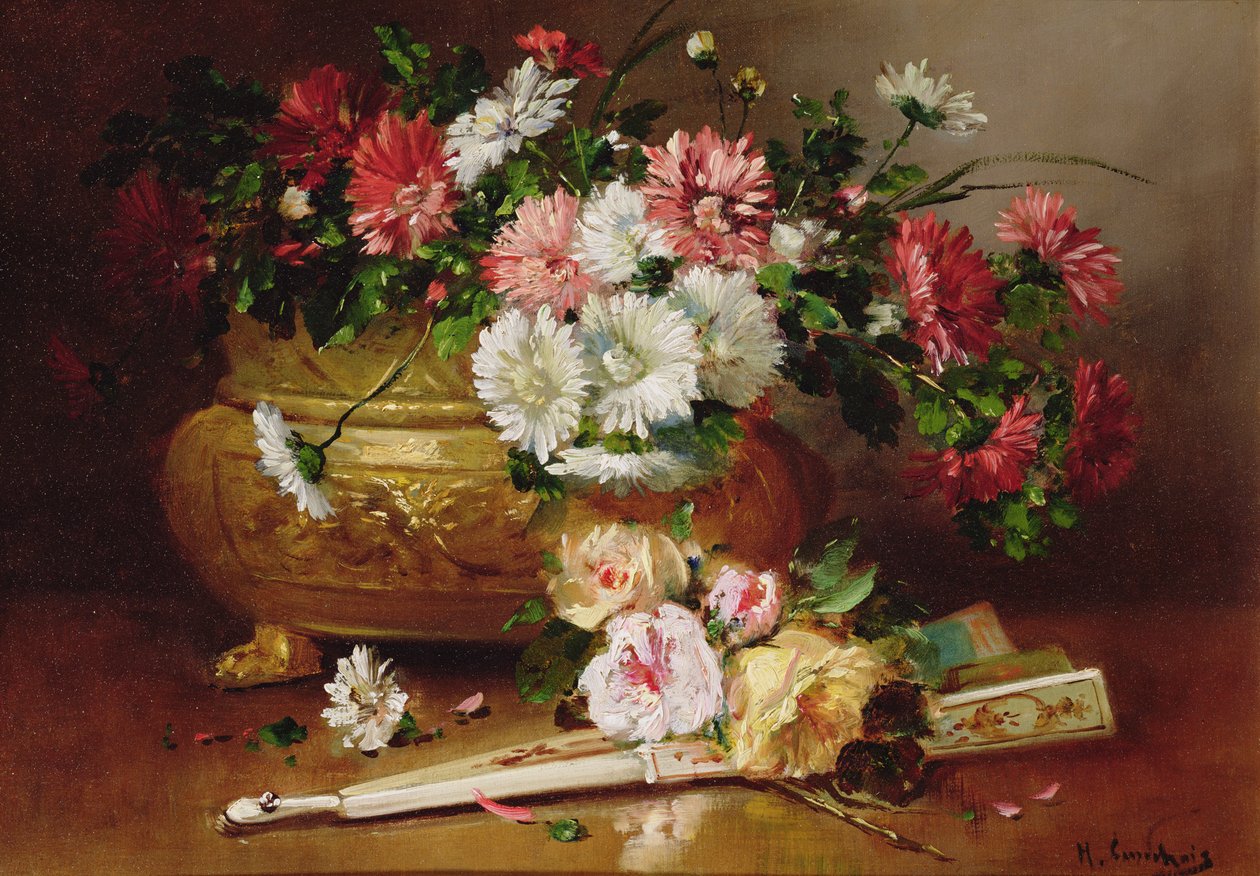 Stillleben mit einem Fächer von Eugene Henri Cauchois