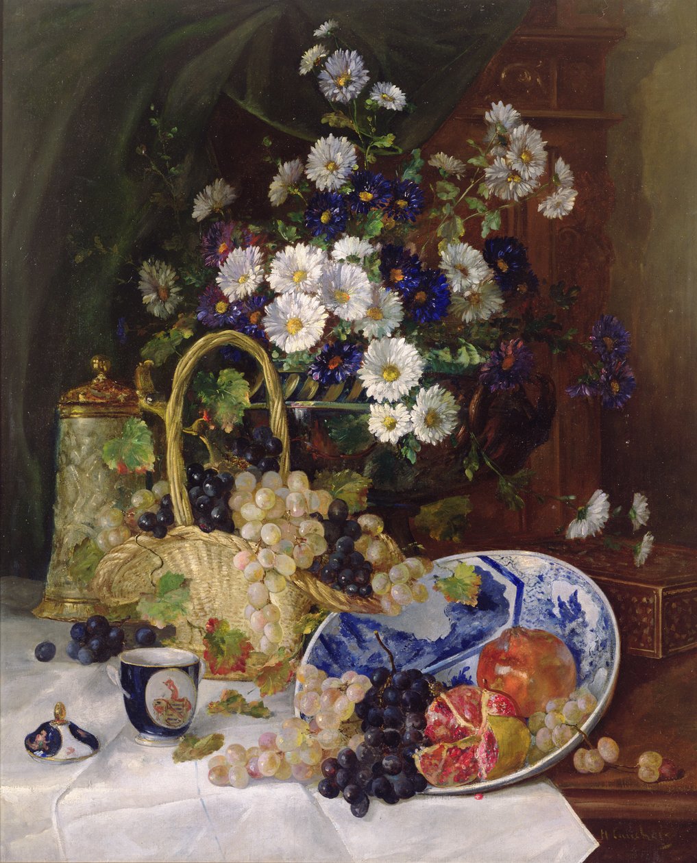 Stillleben mit Blumen und Früchten von Eugene Henri Cauchois