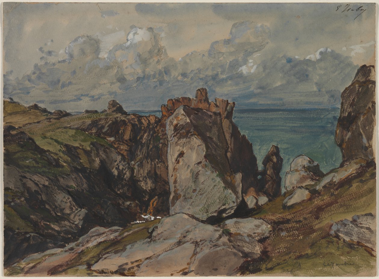 Klippen am Meer bei Cézembre, Bretagne von Eugene Isabey