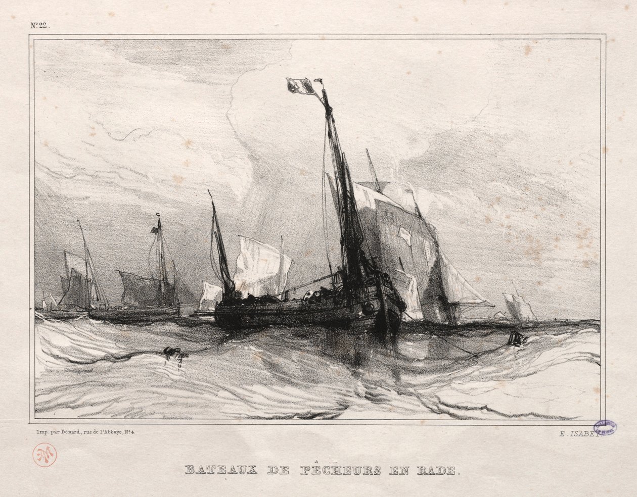 Fischerboote vor Anker, 1836 von Eugene Isabey