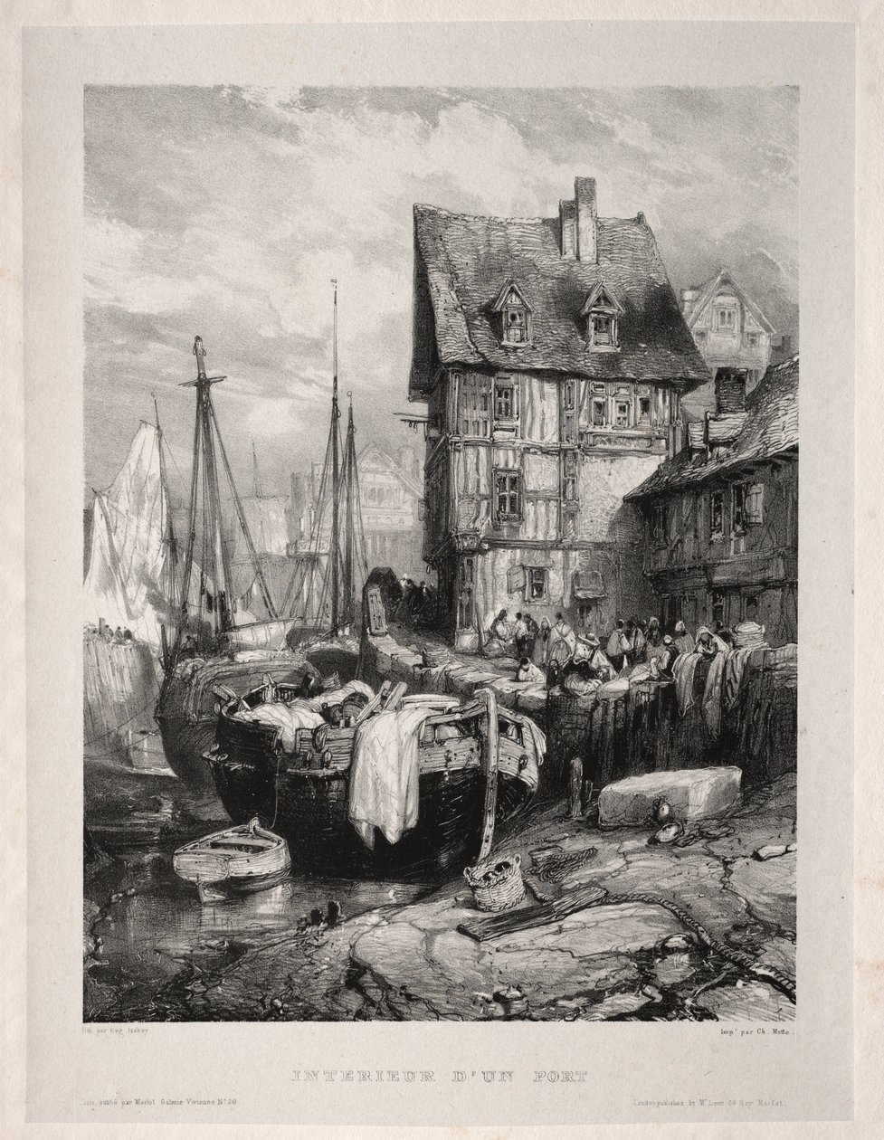 Sechs Marinesoldaten: Innenansicht eines Hafens von Eugene Isabey