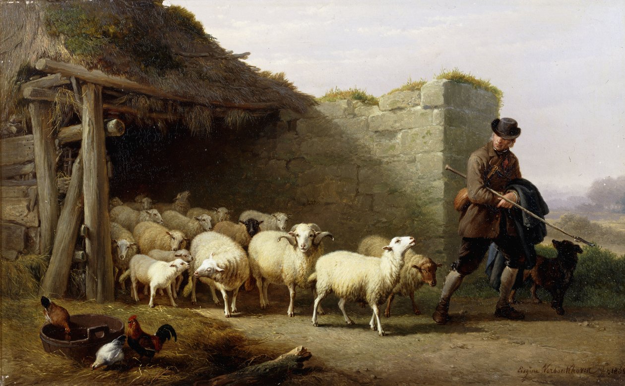 Ein Hirte und seine Herde, 1862 von Eugene Joseph Verboeckhoven