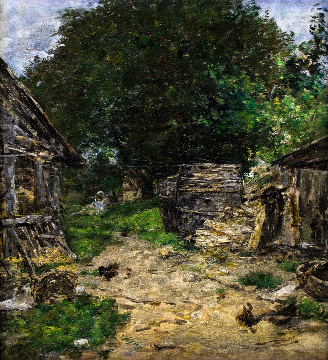 Landschaft. Innenhof eines Bauernhofs von Eugene Louis Boudin