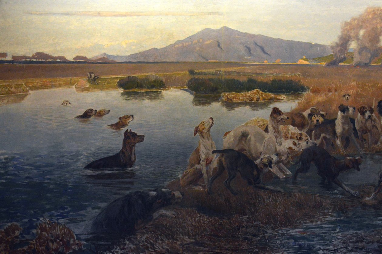 La Caccia al Cinghiale nel Padule di Burano (Detail 2) von Eugenio Cecconi