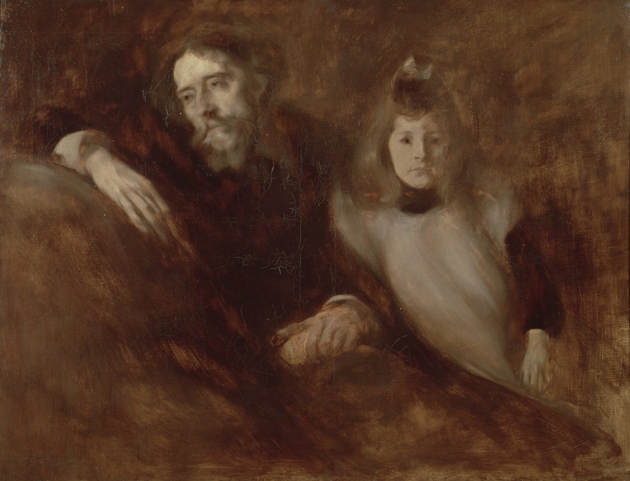 Porträt von Alphonse Daudet (1840-97) und seiner Tochter Edmee, 1891 von Eugène Carrière
