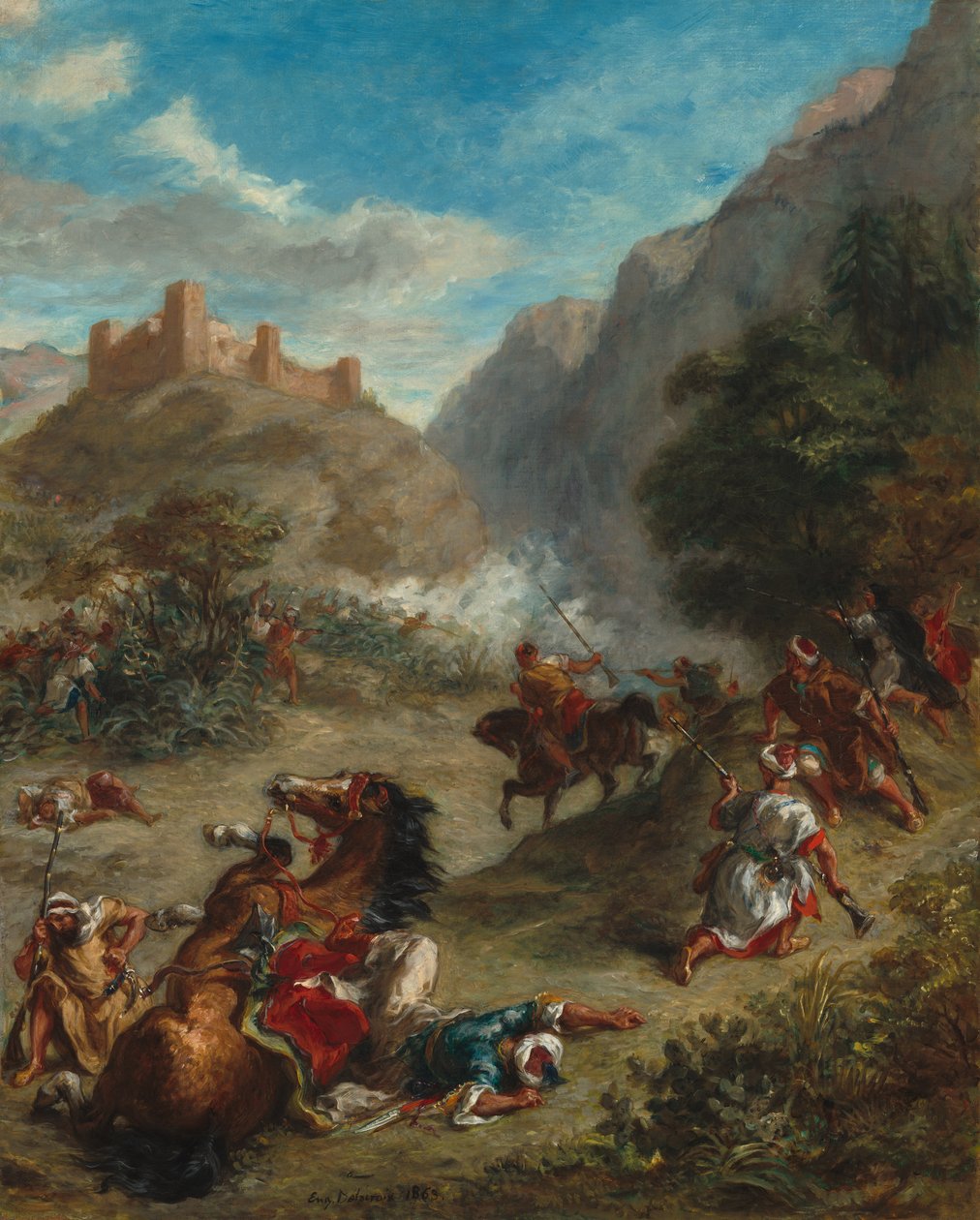 Araber im Gebirge im Gefecht von Ferdinand Victor Eugene Delacroix