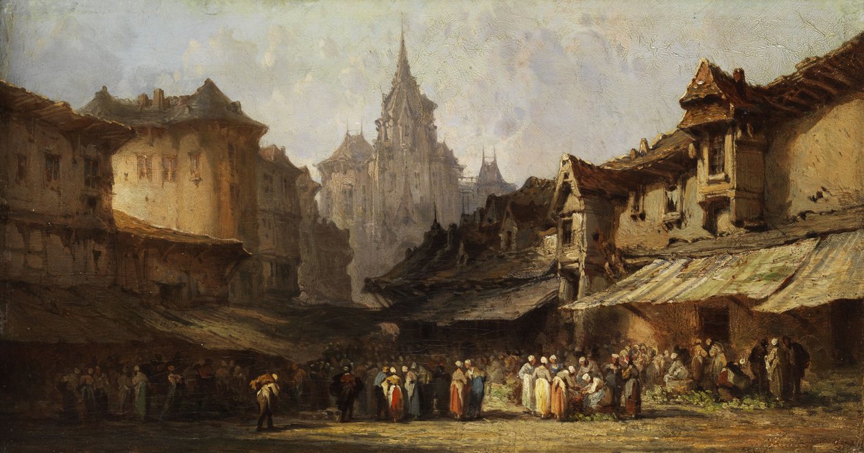 Marktszene in einer Kleinstadt von Eugene Isabey