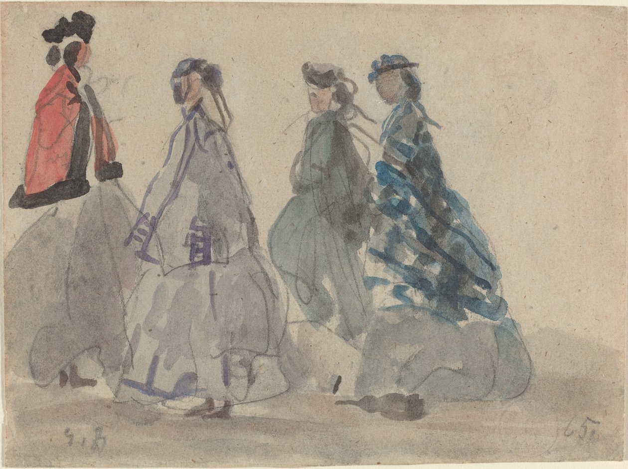 Vier Frauen in Trouville von Eugène Boudin