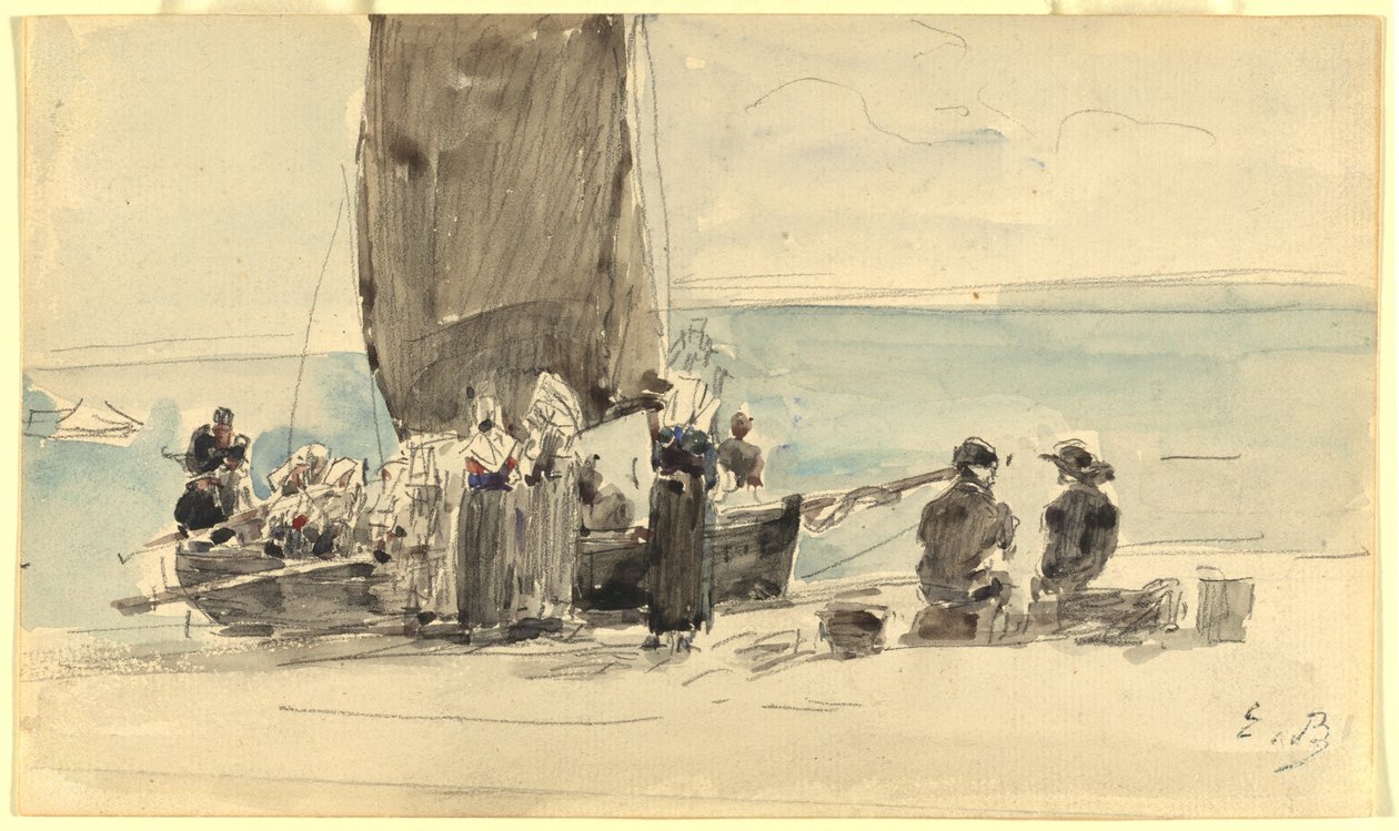 Boote beladen von Eugène Boudin