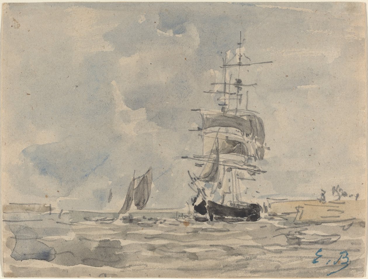 Meereslandschaft mit Segelschiff von Eugène Boudin