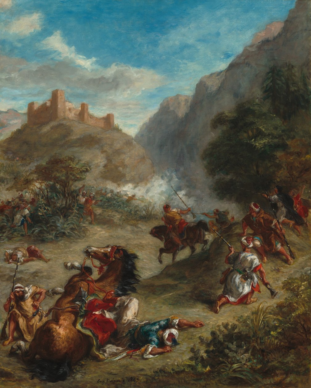Araber im Gebirge im Gefecht von Eugène Delacroix