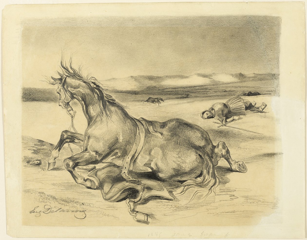 Gefallenes Pferd und toter Ritter von Eugène Delacroix