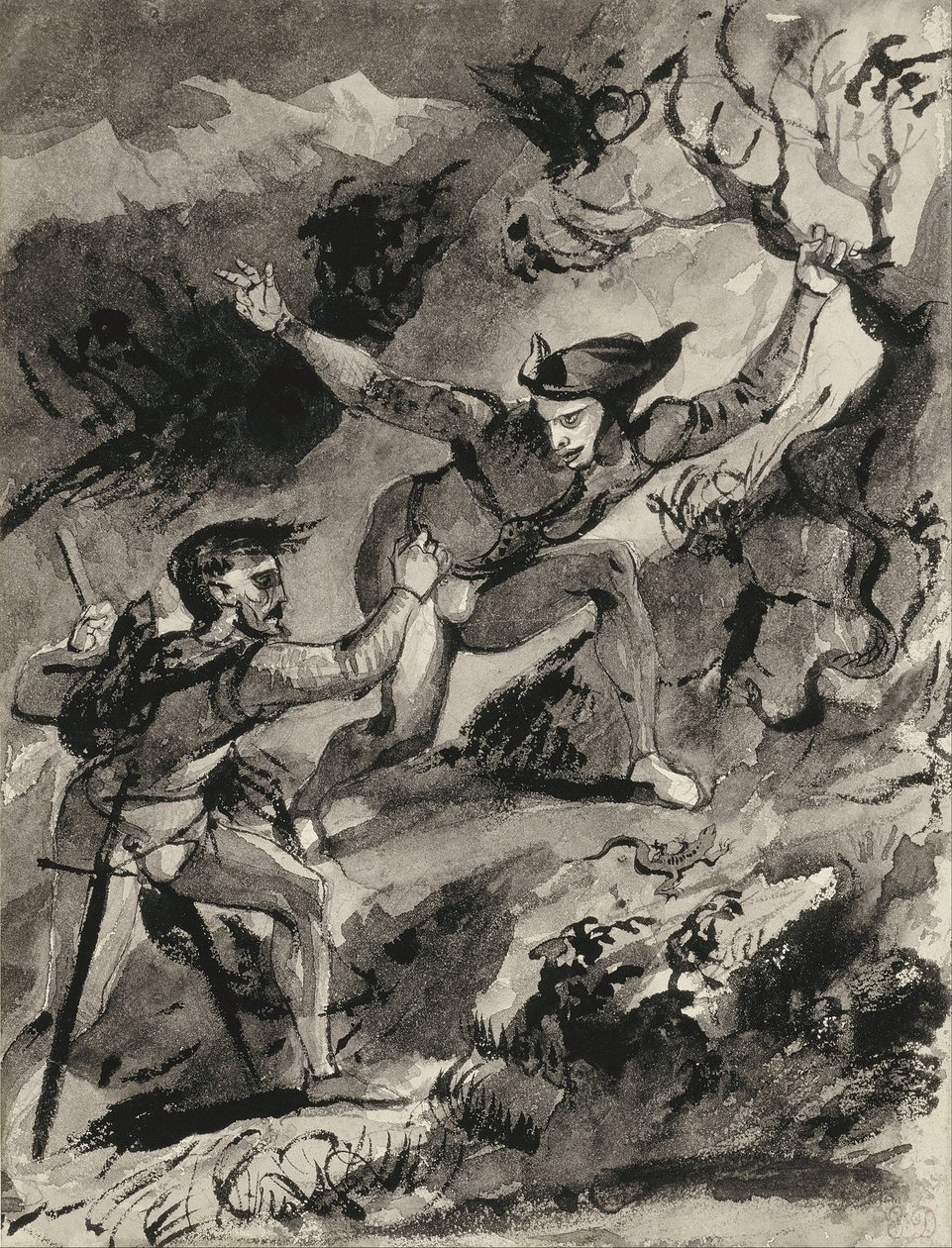 Faust und Mephistopheles auf dem Blocksberg von Ferdinand Victor Eugene Delacroix
