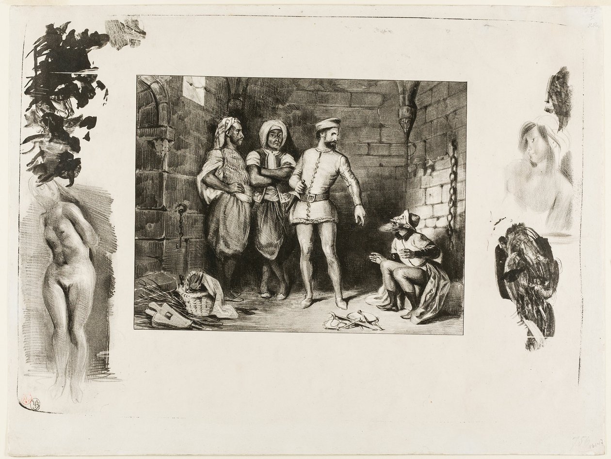 Fronte-boeuf und der Jude, aus Ivanhoe von Eugène Delacroix