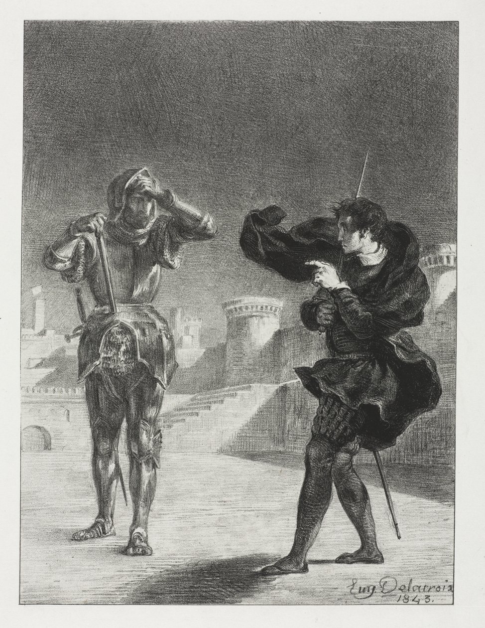 Hamlet: Das Phantom auf der Terrasse von Eugène Delacroix
