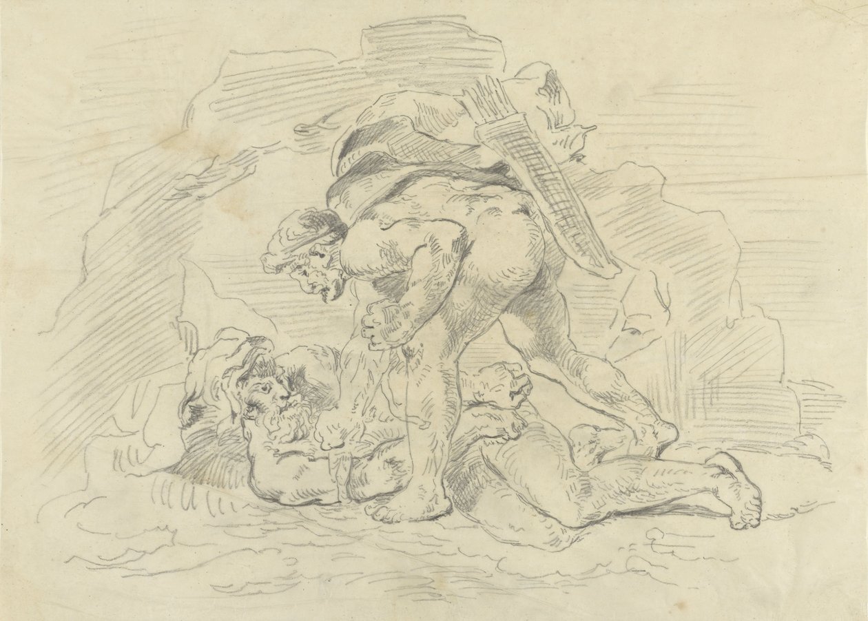 Herkules fesselt Nereus von Eugène Delacroix