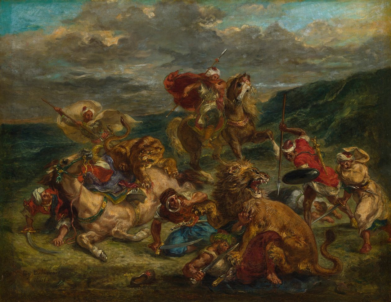 Löwenjagd, 1860-61 von Eugène Delacroix