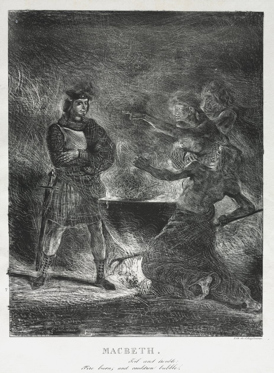 Macbeth konsultiert die Hexen von Eugène Delacroix