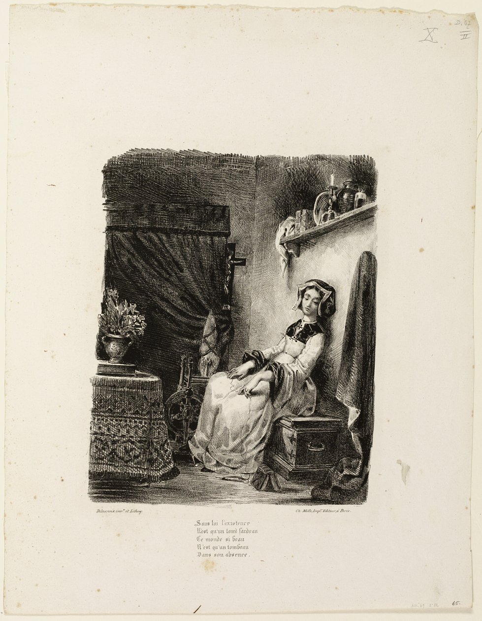 Marguerite am Spinnrad von Eugène Delacroix
