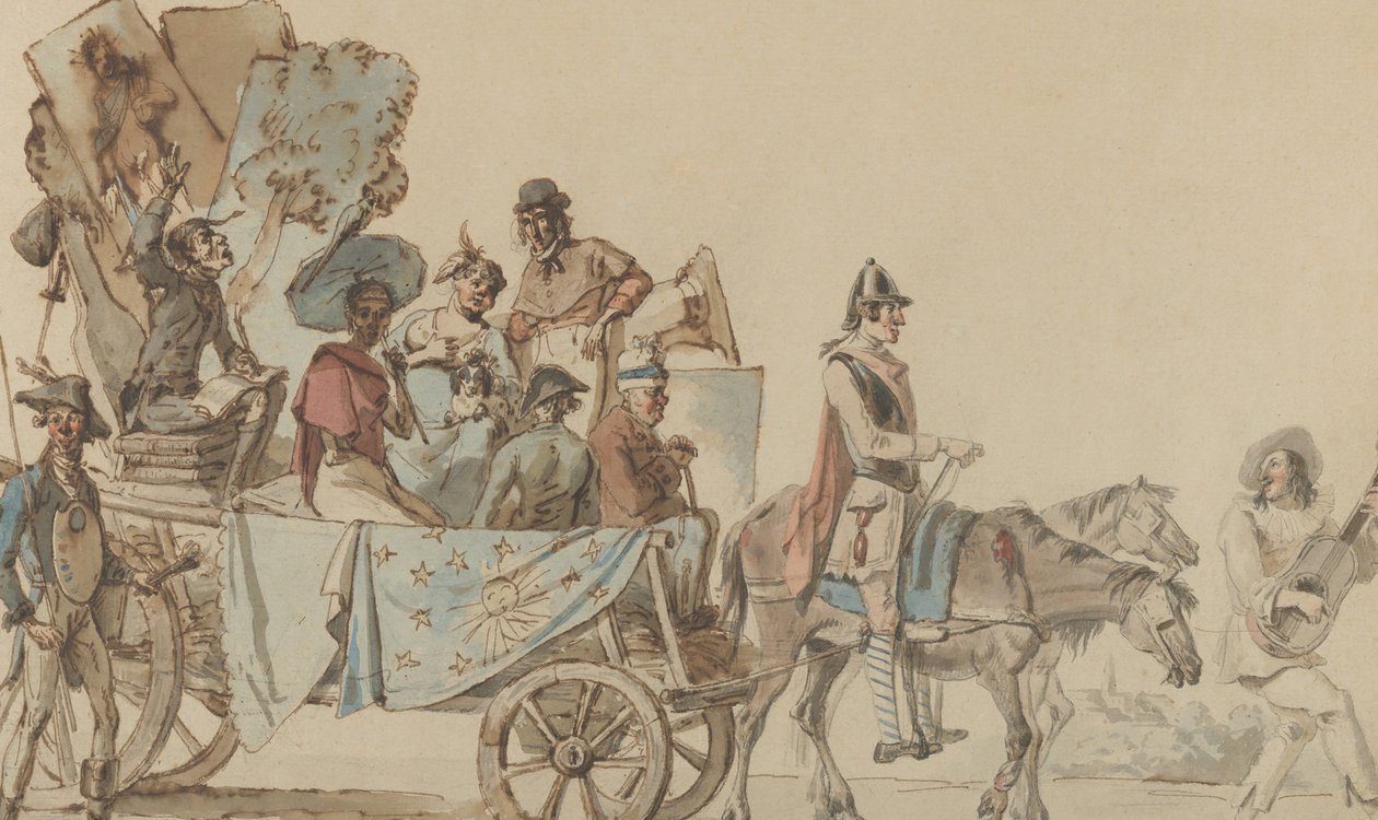Theatertruppe auf der Straße, 1818 von Eugène Delacroix