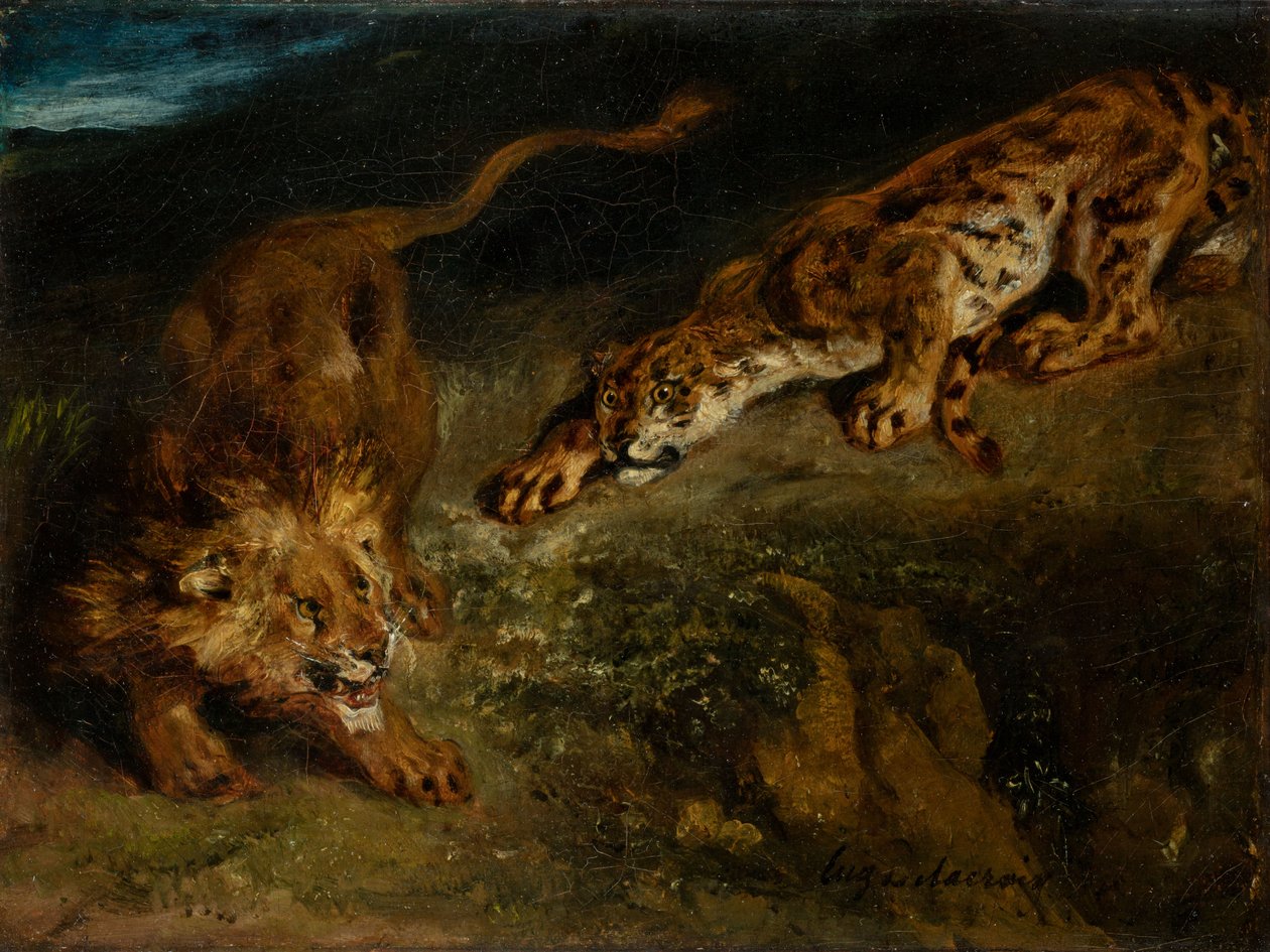 Tiger und Löwe von Eugène Delacroix