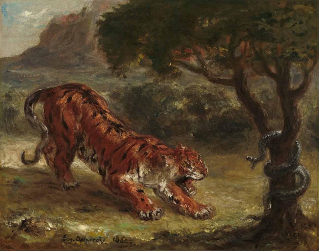 Tiger und Schlange von Eugène Delacroix