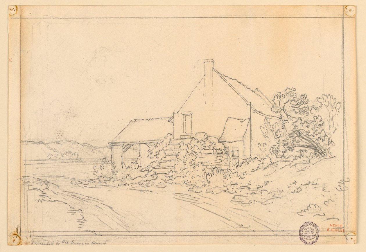 Haus eines Bauern an einem See von Eugène Edouard Soulès