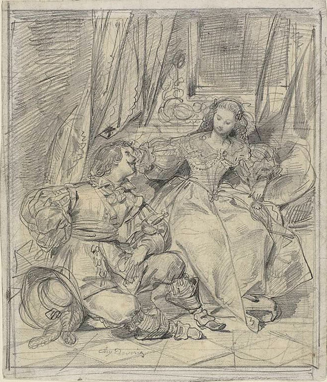 Dame und Kavalier von Eugène François Marie Joseph Devéria